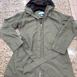 Columbia Olive Green Hooded Trench Coat